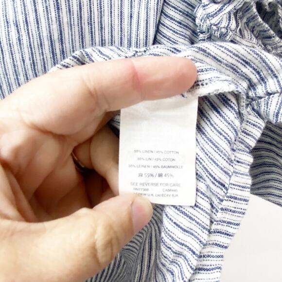 J. Crew Trademark 2 Womens Blue White Ruffle Top in Strip Ruffly Sleeves - Picture 6 of 9